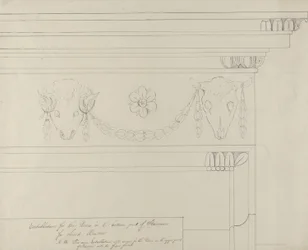 Design til trappeentablaturen, Headfort House (pen & sort blæk med grafit på lagt papir)